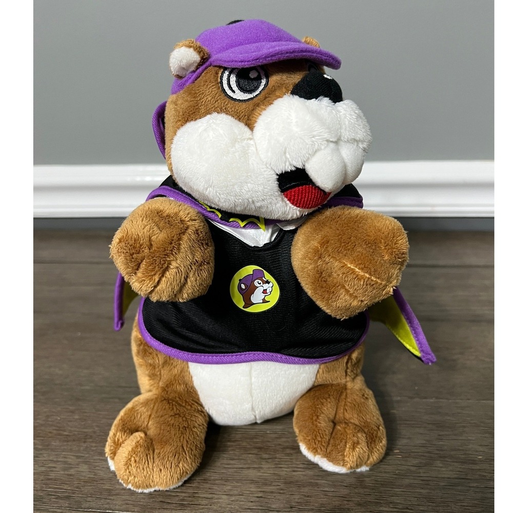 Buc-ee's Plush Beaver Mascot Purple Cape Hat Stuffed Animal Toy Kids‎